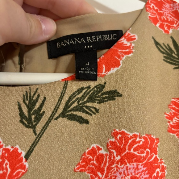 Banana Republic Floral Print Tailored Romper Size 4 Brown/Tan Red/Pink Flowers - Picture 6 of 9